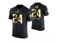 Men New England Patriots Ty Law #24 Metall Dark Golden Special Limited Edition Retired Player With Message T-Shirt