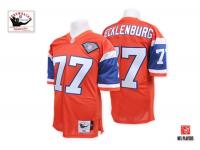 Men NFL Denver Broncos #77 Karl Mecklenburg Throwback Home 75th Patch Orange Mitchell and Ness Jersey