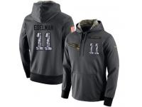 Men NFL Nike New England Patriots #11 Julian Edelman Stitched Black Anthracite Salute to Service Player Performance Hoodie