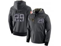 Men NFL Nike New England Patriots #29 LeGarrette Blount Stitched Black Anthracite Salute to Service Player Performance Hoodie