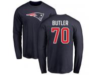 Men Nike Adam Butler Navy Blue Name & Number Logo - NFL New England Patriots #70 Long Sleeve T-Shirt