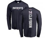 Men Nike Adrian Clayborn Navy Blue Backer - NFL New England Patriots #94 Long Sleeve T-Shirt