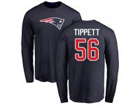 Men Nike Andre Tippett Navy Blue Name & Number Logo - NFL New England Patriots #56 Long Sleeve T-Shirt