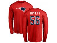 Men Nike Andre Tippett Red Name & Number Logo - NFL New England Patriots #56 Long Sleeve T-Shirt