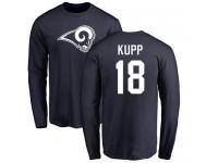 Men Nike Cooper Kupp Navy Blue Name & Number Logo - NFL Los Angeles Rams #18 Long Sleeve T-Shirt