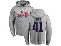 Men Nike Cyrus Jones Heather Gray 2017 AFC Champions - NFL New England Patriots #41 Pullover Hoodie