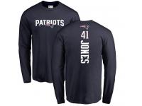 Men Nike Cyrus Jones Navy Blue Backer - NFL New England Patriots #41 Long Sleeve T-Shirt