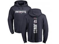 Men Nike Cyrus Jones Navy Blue Backer - NFL New England Patriots #41 Pullover Hoodie