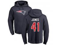 Men Nike Cyrus Jones Navy Blue Name & Number Logo - NFL New England Patriots #41 Pullover Hoodie