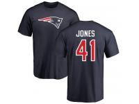 Men Nike Cyrus Jones Navy Blue Name & Number Logo - NFL New England Patriots #41 T-Shirt