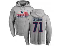 Men Nike Danny Shelton Heather Gray 2017 AFC Champions - NFL New England Patriots #71 Pullover Hoodie