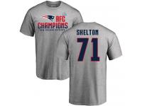 Men Nike Danny Shelton Heather Gray 2017 AFC Champions V-Neck - NFL New England Patriots #71 T-Shirt