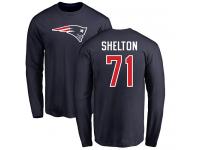 Men Nike Danny Shelton Navy Blue Name & Number Logo - NFL New England Patriots #71 Long Sleeve T-Shirt