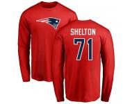 Men Nike Danny Shelton Red Name & Number Logo - NFL New England Patriots #71 Long Sleeve T-Shirt