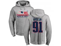 Men Nike Deatrich Wise Jr Heather Gray 2017 AFC Champions - NFL New England Patriots #91 Pullover Hoodie