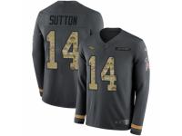 Men Nike Denver Broncos #14 Courtland Sutton Limited Black Salute to Service Therma Long Sleeve NFL Jersey