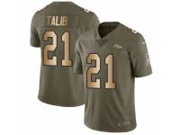 Men Nike Denver Broncos #21 Aqib Talib Limited Olive/Gold 2017 Salute to Service NFL Jersey