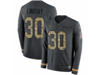 Men Nike Denver Broncos #30 Phillip Lindsay Limited Black Salute to Service Therma Long Sleeve NFL Jersey