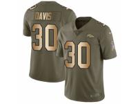 Men Nike Denver Broncos #30 Terrell Davis Limited Olive/Gold 2017 Salute to Service NFL Jersey