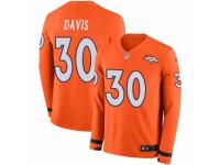 Men Nike Denver Broncos #30 Terrell Davis Limited Orange Therma Long Sleeve NFL Jersey