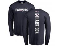 Men Nike James Harrison Navy Blue Backer - NFL New England Patriots #92 Long Sleeve T-Shirt