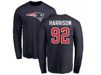 Men Nike James Harrison Navy Blue Name & Number Logo - NFL New England Patriots #92 Long Sleeve T-Shirt