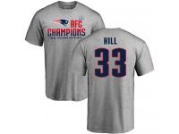 Men Nike Jeremy Hill Heather Gray 2017 AFC Champions V-Neck - NFL New England Patriots #33 T-Shirt