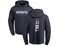 Men Nike Jeremy Hill Navy Blue Backer - NFL New England Patriots #33 Pullover Hoodie