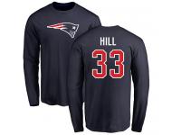 Men Nike Jeremy Hill Navy Blue Name & Number Logo - NFL New England Patriots #33 Long Sleeve T-Shirt