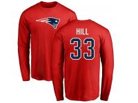 Men Nike Jeremy Hill Red Name & Number Logo - NFL New England Patriots #33 Long Sleeve T-Shirt