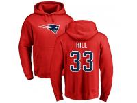 Men Nike Jeremy Hill Red Name & Number Logo - NFL New England Patriots #33 Pullover Hoodie