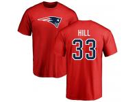 Men Nike Jeremy Hill Red Name & Number Logo - NFL New England Patriots #33 T-Shirt