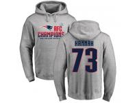 Men Nike John Hannah Heather Gray 2017 AFC Champions - NFL New England Patriots #73 Pullover Hoodie