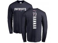 Men Nike John Hannah Navy Blue Backer - NFL New England Patriots #73 Long Sleeve T-Shirt