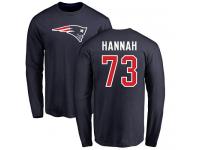 Men Nike John Hannah Navy Blue Name & Number Logo - NFL New England Patriots #73 Long Sleeve T-Shirt