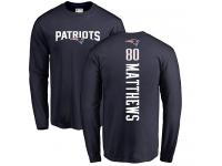 Men Nike Jordan Matthews Navy Blue Backer - NFL New England Patriots #80 Long Sleeve T-Shirt