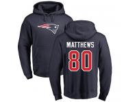 Men Nike Jordan Matthews Navy Blue Name & Number Logo - NFL New England Patriots #80 Pullover Hoodie