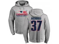 Men Nike Jordan Richards Heather Gray 2017 AFC Champions - NFL New England Patriots #37 Pullover Hoodie