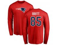 Men Nike Kenny Britt Red Name & Number Logo - NFL New England Patriots #88 Long Sleeve T-Shirt