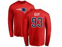 Men Nike Lawrence Guy Red Name & Number Logo - NFL New England Patriots #93 Long Sleeve T-Shirt