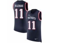 Men Nike New England Patriots #11 Drew Bledsoe Limited Navy Blue Rush Player Name & Number Tank Top NFL Jersey