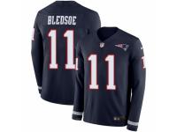 Men Nike New England Patriots #11 Drew Bledsoe Limited Navy Blue Therma Long Sleeve NFL Jersey