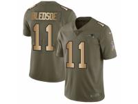 Men Nike New England Patriots #11 Drew Bledsoe Limited Olive/Gold 2017 Salute to Service NFL Jersey