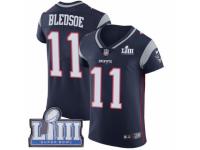 Men Nike New England Patriots #11 Drew Bledsoe Navy Blue Team Color Vapor Untouchable Elite Player Super Bowl LIII Bound NFL Jersey