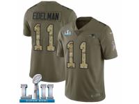 Men Nike New England Patriots #11 Julian Edelman Limited Olive Camo 2017 Salute to Service Super Bowl LII NFL Jersey