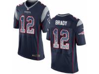 Men Nike New England Patriots #12 Tom Brady Elite Navy Blue Home Drift Fashion NFL Jersey