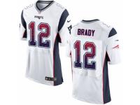 Men Nike New England Patriots #12 Tom Brady Elite White Road Drift Fashion NFL Jersey