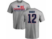 Men Nike New England Patriots #12 Tom Brady Heather Gray 2017 AFC Champions V-Neck T-Shirt