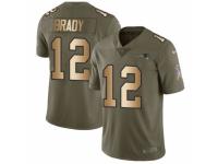 Men Nike New England Patriots #12 Tom Brady Limited Olive/Gold 2017 Salute to Service NFL Jersey