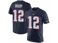 Men Nike New England Patriots #12 Tom Brady Navy Blue Rush Pride Name & Number T-Shirt